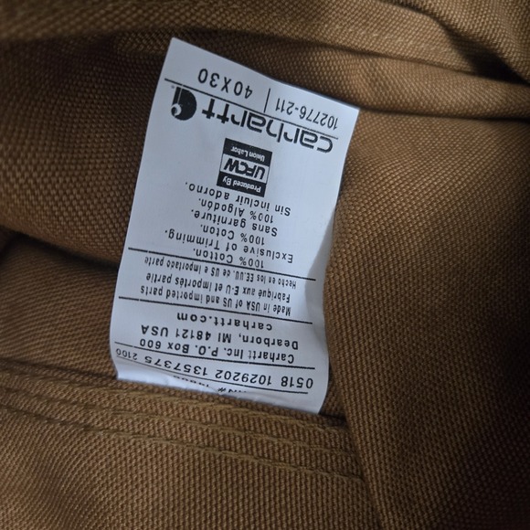 Carhartt Duck Bib Overalls Brown 40x30 UNLINED R01/102776 Workwear Utility - Picture 6 of 9